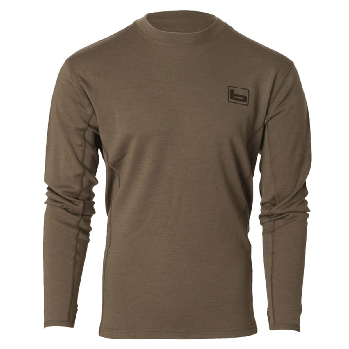 "BASE" Wool Crew Top Long Sleeve-230 gram-Chocolate