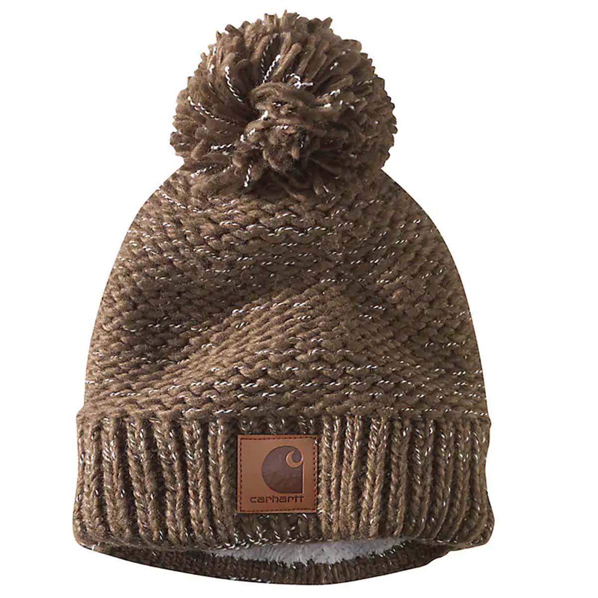 Women's Rib Knit Sherpa Lined Pom-Pom Beanie