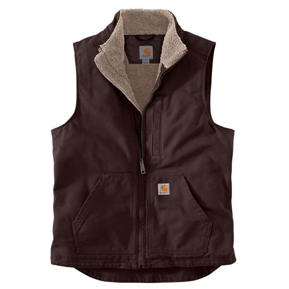 Loose Fit Washed Duck Sherpa-Lined Mock-Neck Vest