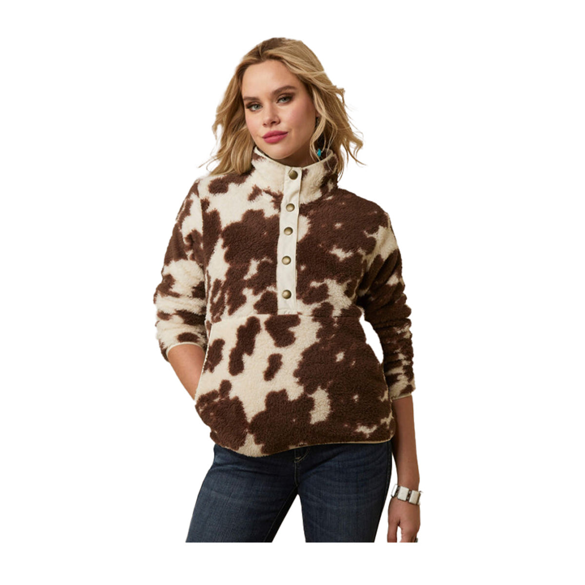 Women's Berber Snap-Front Sweatshirt in Chestnut Paint