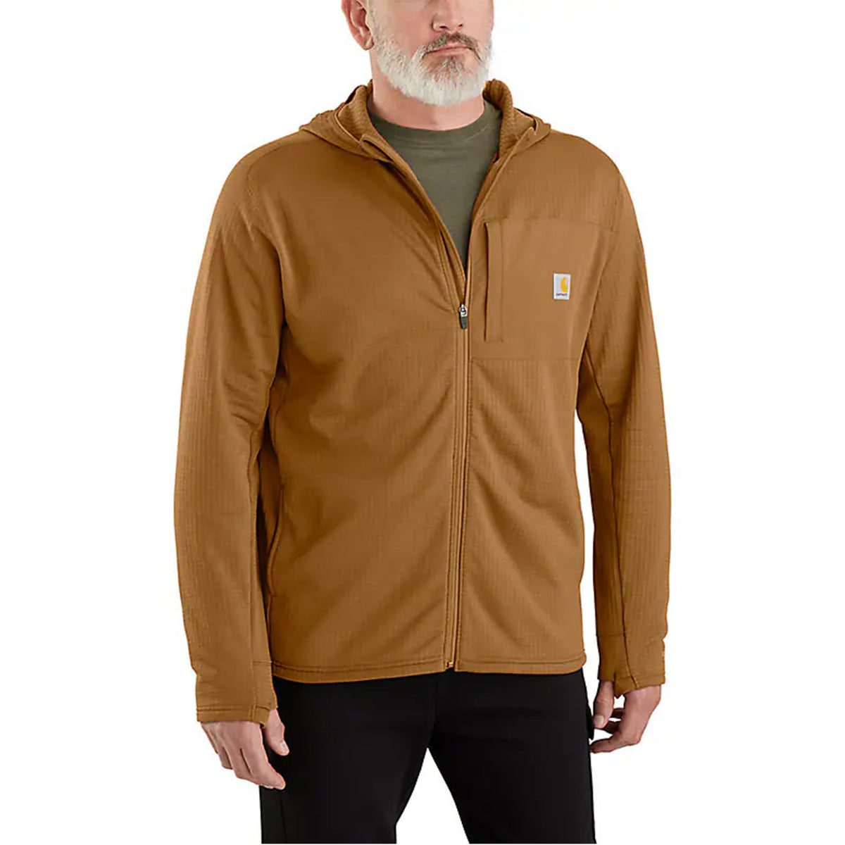 Force Relaxed Fit Full-Zip LS Hooded Fleece Lined Shirt