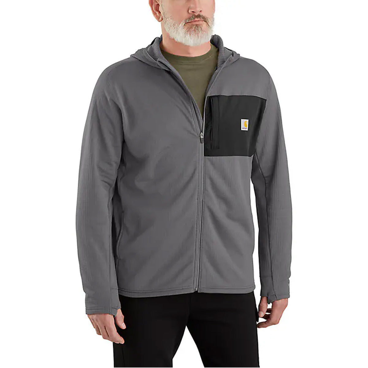 Force Relaxed Fit Full-Zip LS Hooded Fleece Lined Shirt