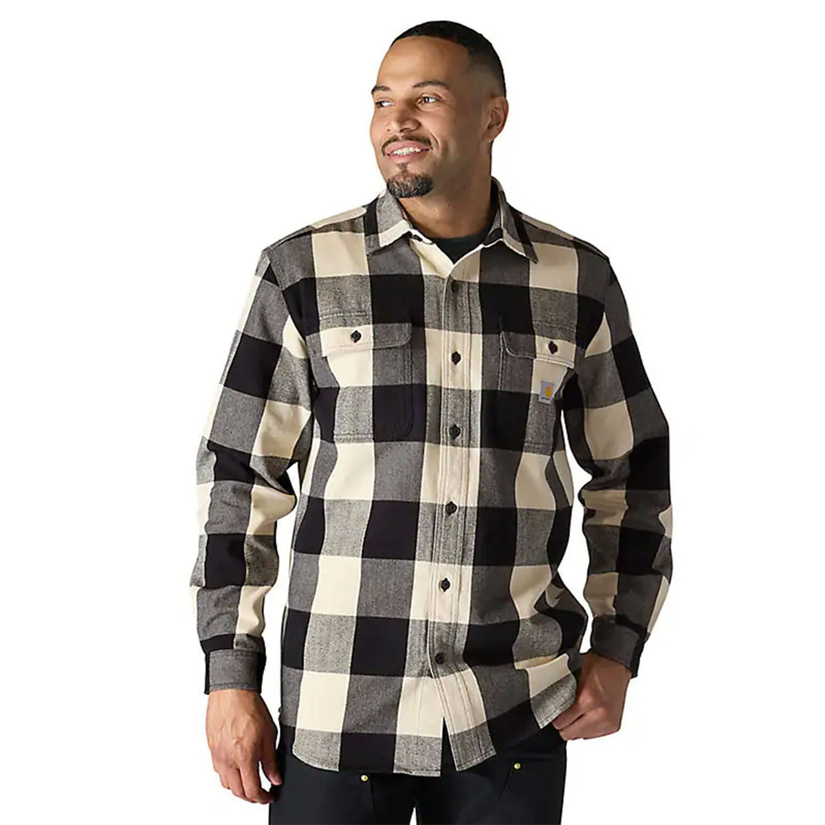 Loose Fit Heavyweight Flannel Long Sleeve Plaid Shirt