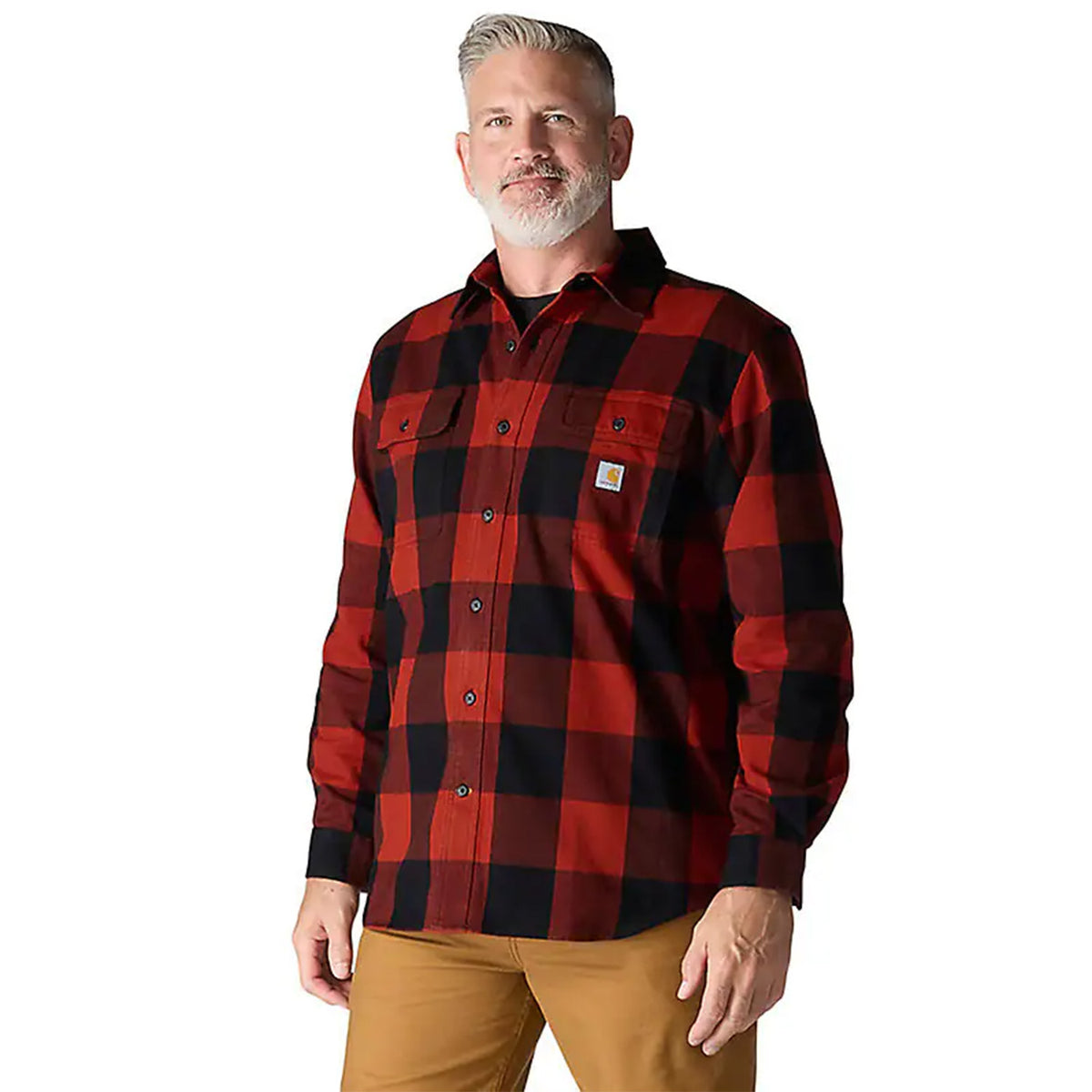 Loose Fit Heavyweight Flannel Long Sleeve Plaid Shirt