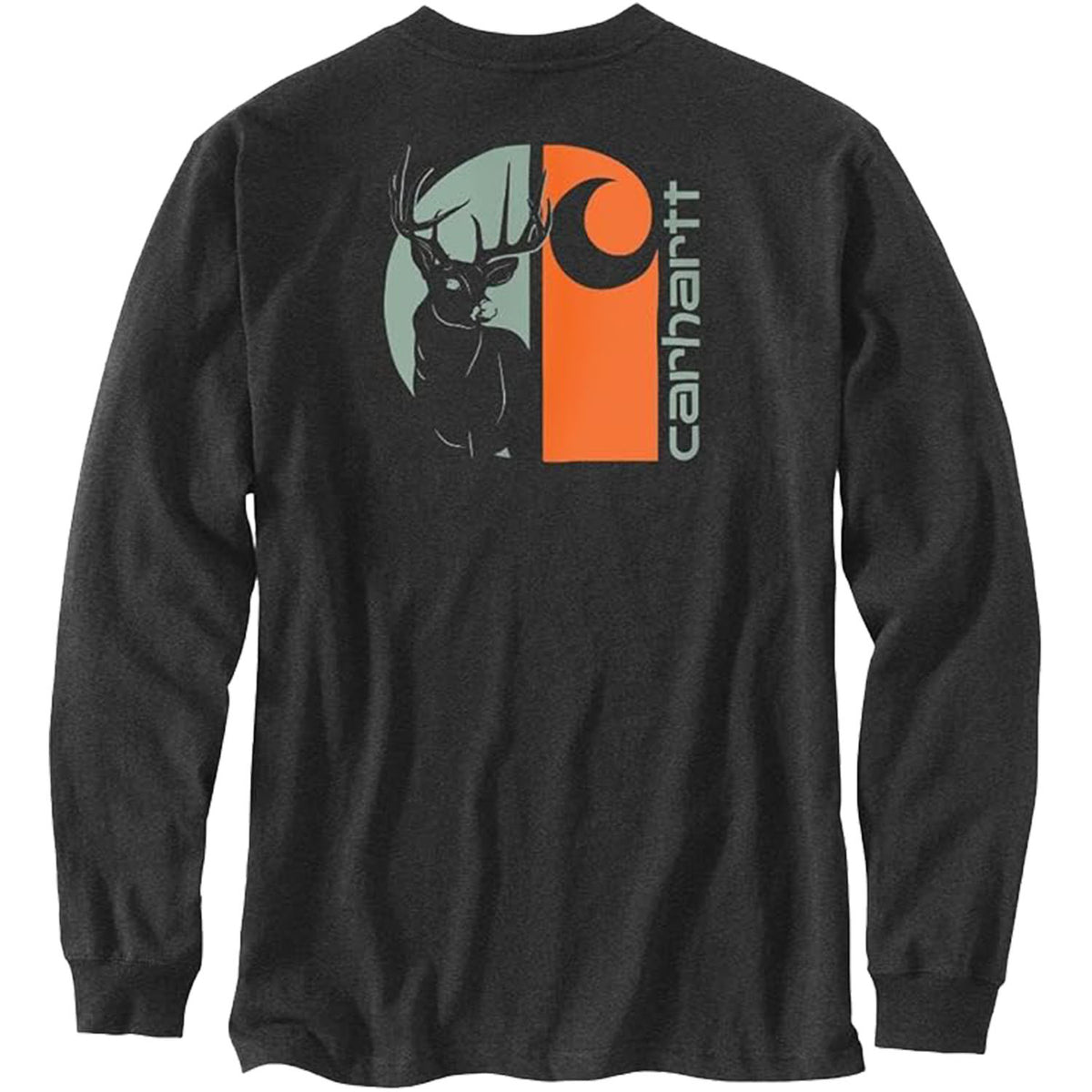Loose Fit Heavyweight Long Sleeve Pocket Deer Graphic Shirt