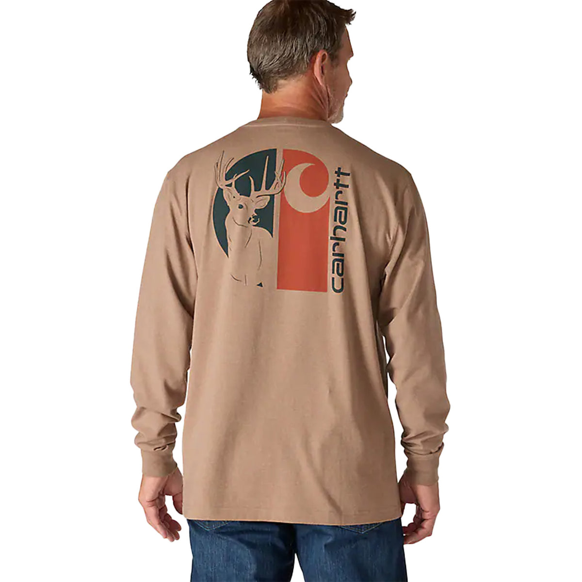 Loose Fit Heavyweight Long Sleeve Pocket Deer Graphic Shirt