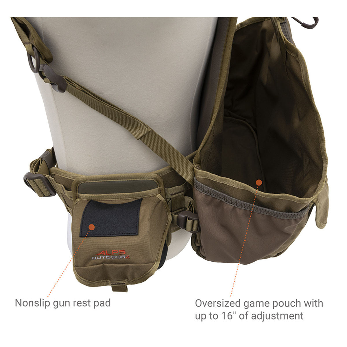 ALPS OutdoorZ Upland Game Vest X 2.0 in Coyote Brown Side Pocket Image