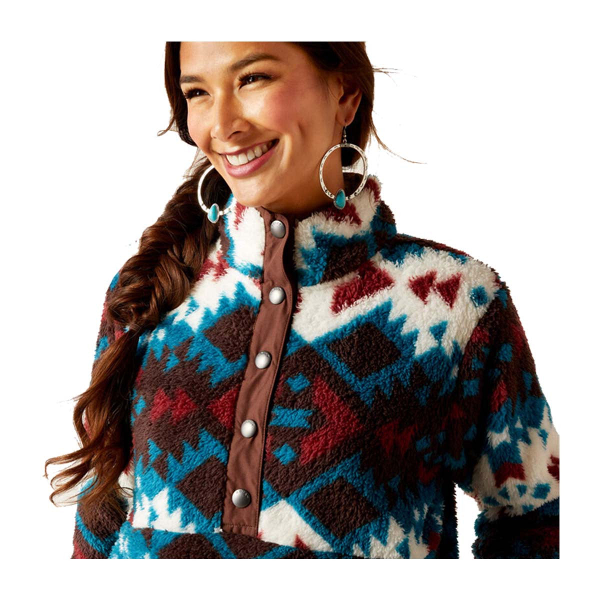 Women's Berber Snap-Front Sweatshirt in Plainsview Print