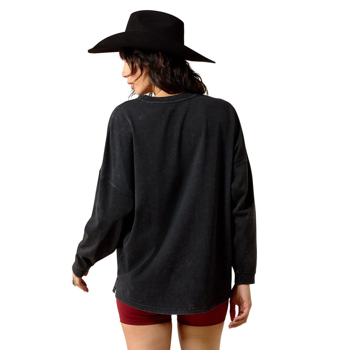 Back Image of the Ariat Women's Canvas Oversized Long Sleeve T-Shirt.
