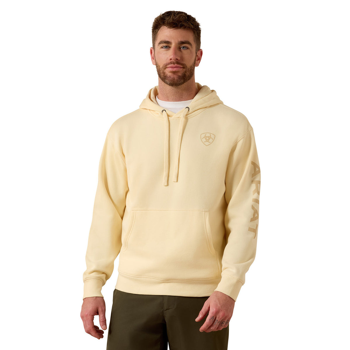 Image of the Ariat Logo Hoodie in Vanilla Custard