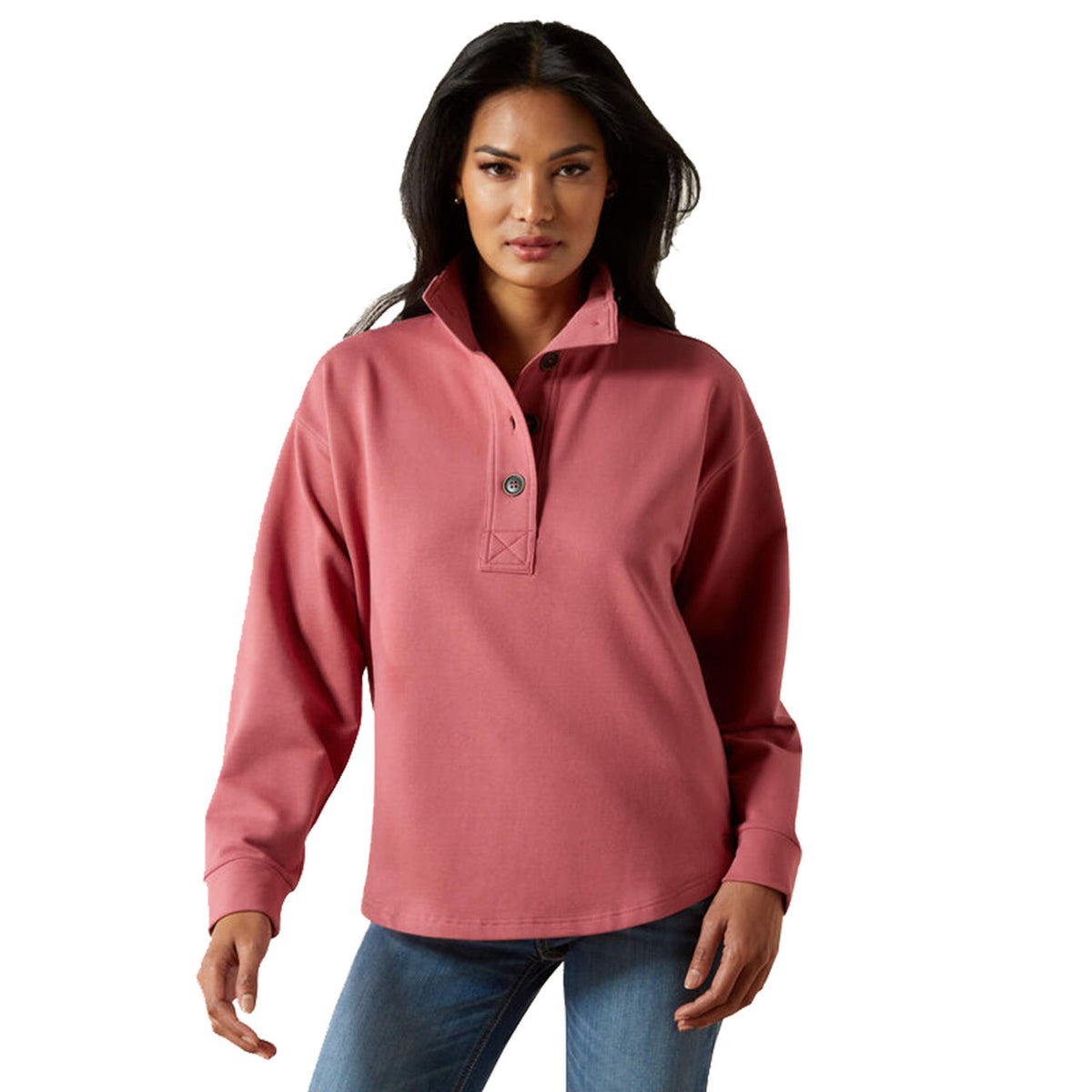 Ariat Women's Hometown Sweatshirt Front Model Image in Mauvewood