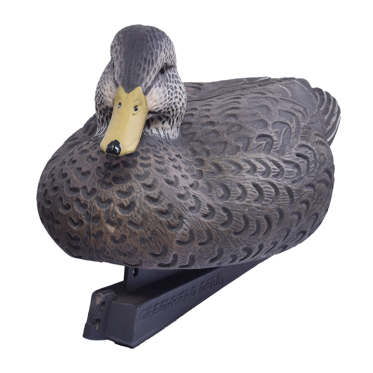 Angled Image of the Drake Essential Series Black Duck Floating Decoy.