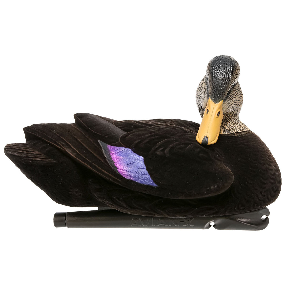 Preener image of the Avian-X Fully Flocked Topflight Black Duck Drake.