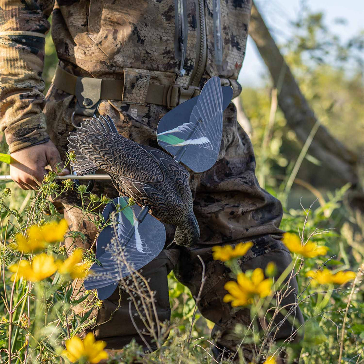 Field Image of the Green-Winged Teal Powerflight Hen Spinning Wing Decoy.