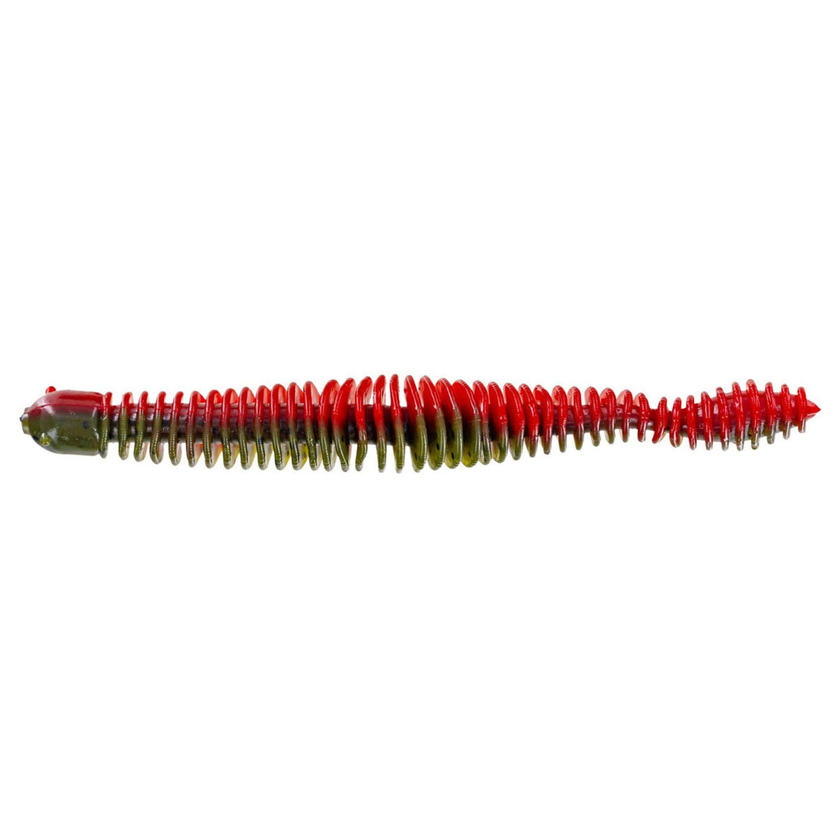 Big Bite Baits Coontail Worm Bait Image in Green Pumpkin Texas Red