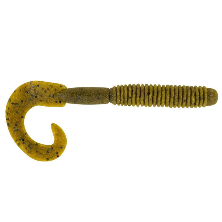 Image of the PowerBait MaxScent 6" Lunch Worm in Blue Fleck in Green Pumpkin