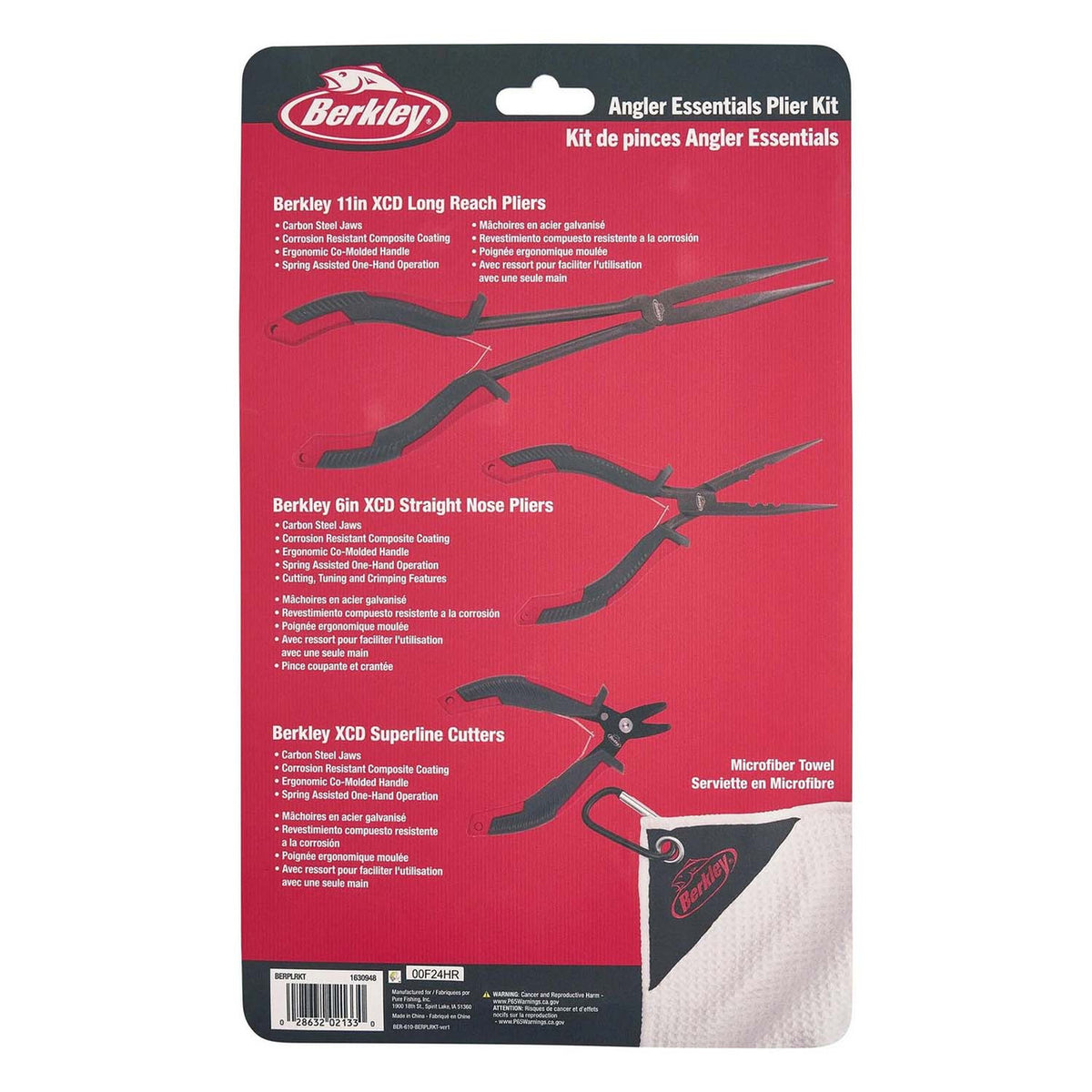 Back of the box image of the Berkley Angler Essential Plier Kit.