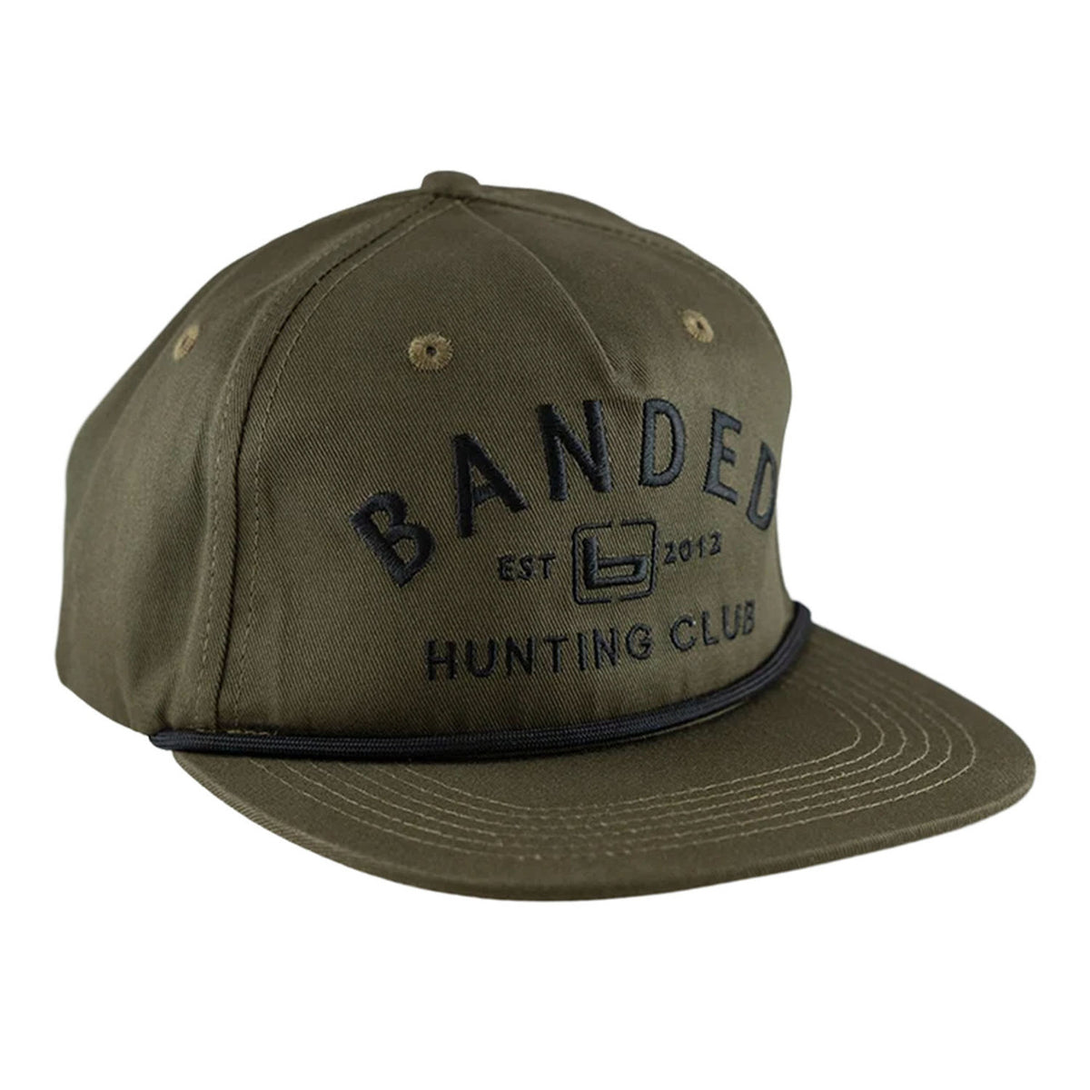 Front Angled Image of the Banded LOST Goat Rope Arched Hunting Club Hat.