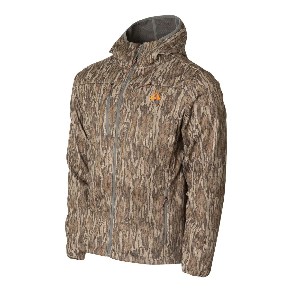 Thacha L-2 Soft-Shell Hooded Jacket Side Image in Mossy Oak Bottomland