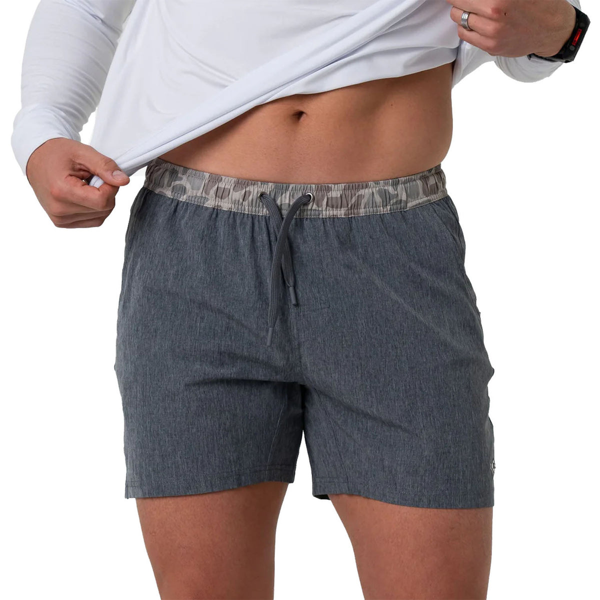 Burlebo 7" Athletic Shorts with Liner Main Image in Grizzly Grey-Deer Camo Liner