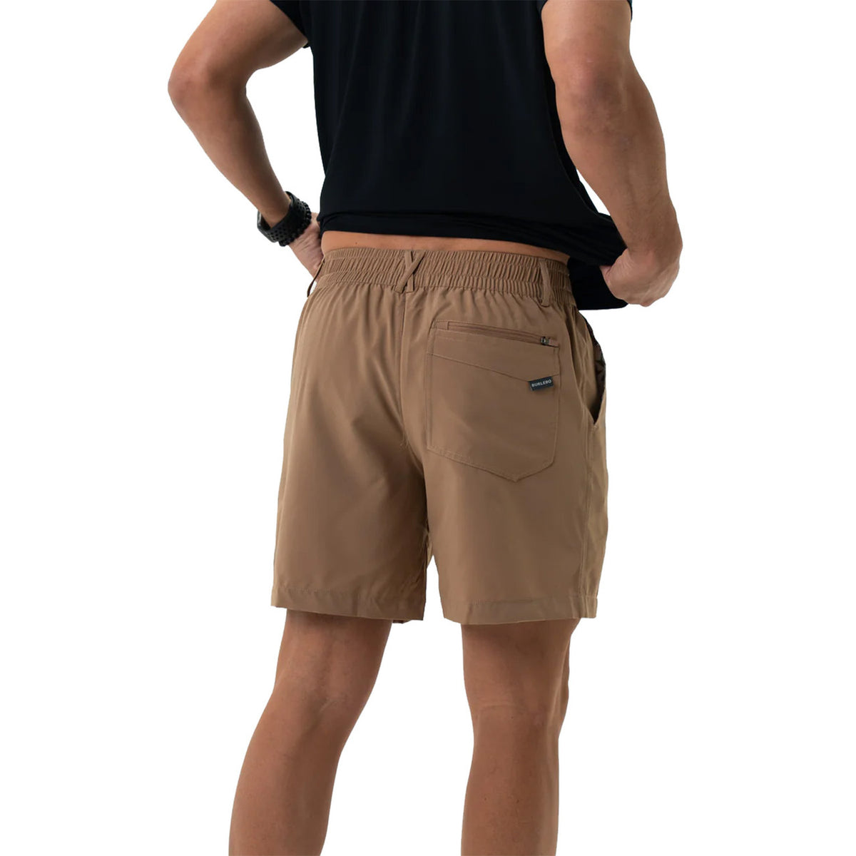 Burlebo Everyday Shorts Back Image in Desert Tan