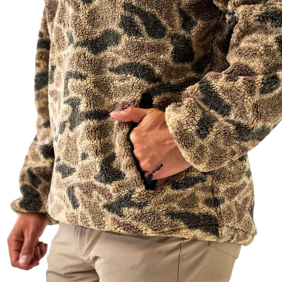 Burlebo Sherpa Rocky Mountain Camo Quarter Zip Pocket Image