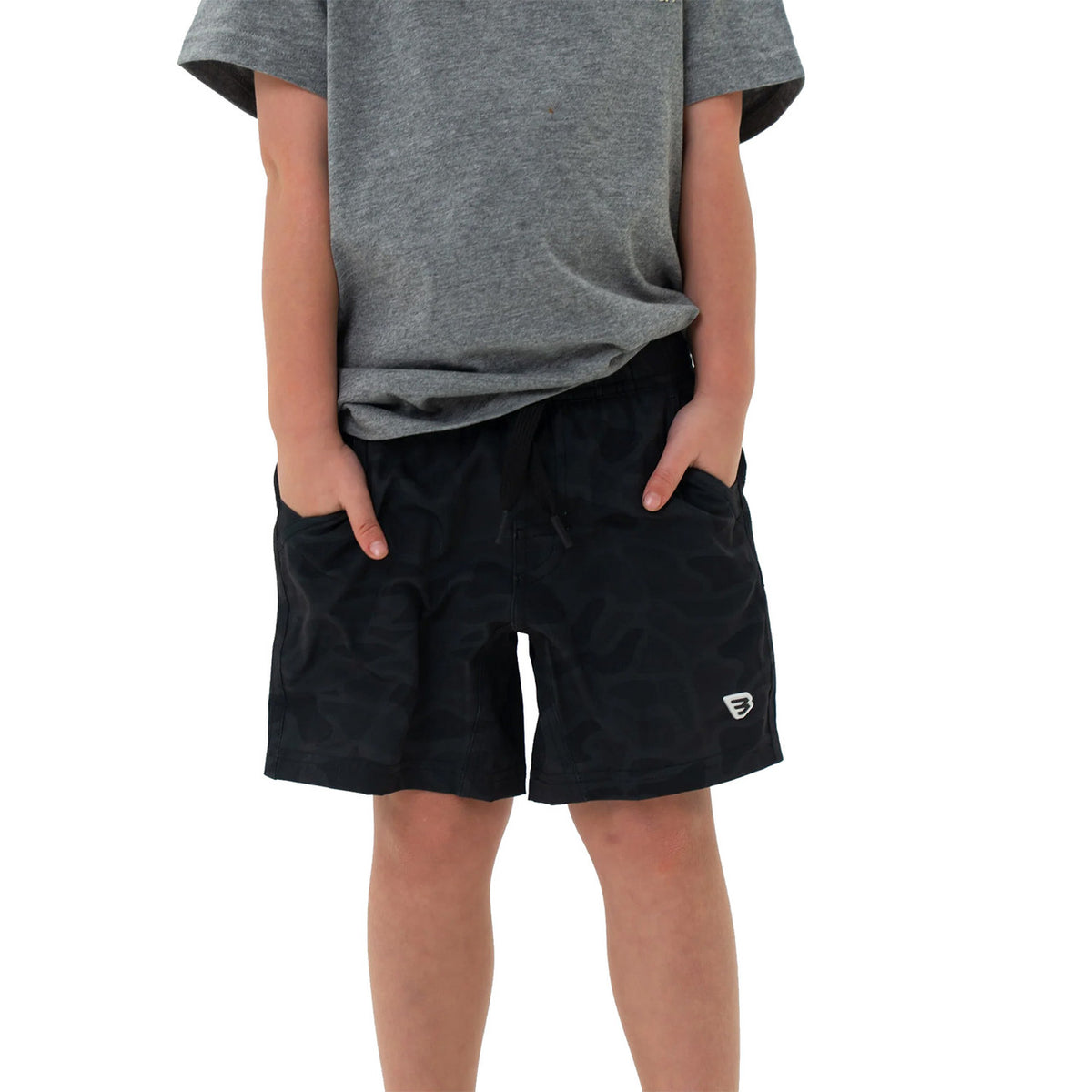 Image of the Burlebo Youth Athletic Short in Black Camo.