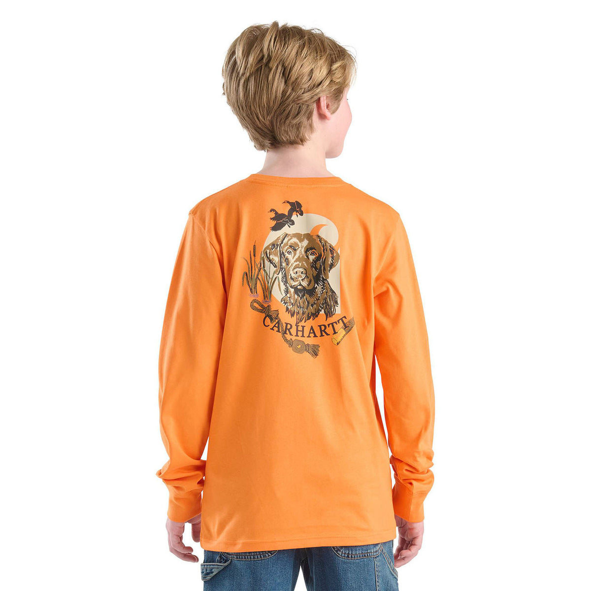 Carhartt Youth Long Sleeve Waterfowl Pocket T-Shirt Back Image