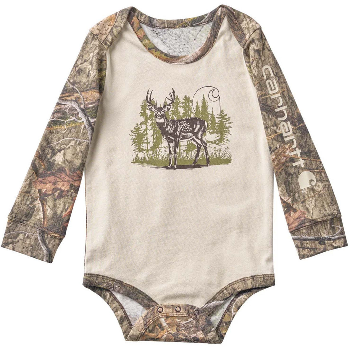 Image of the Carhartt Kids Infant Long Sleeve Deer Bodysuit.