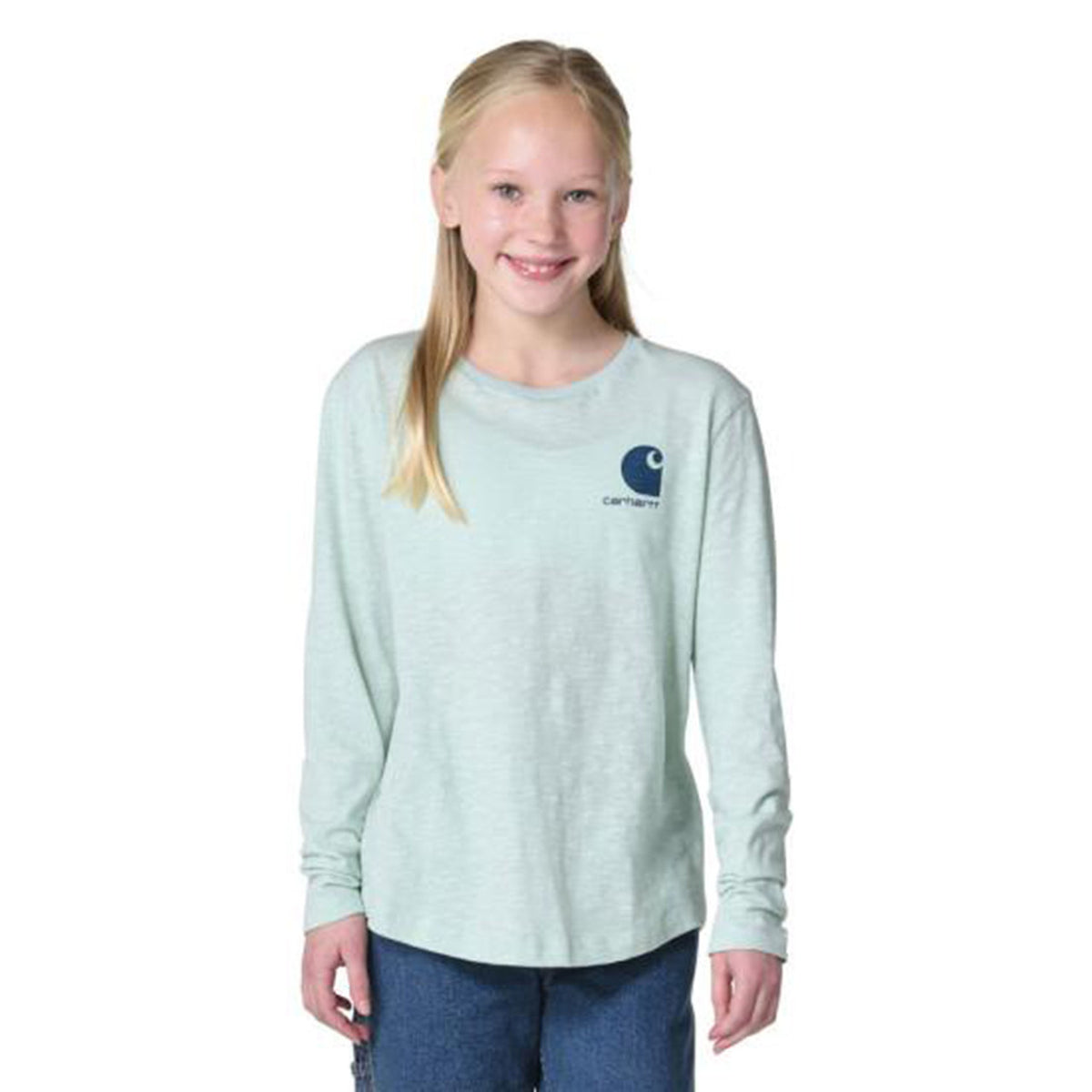 Front image of the Carhartt Kids Youth Girls' Long Sleeve Rodeo T-Shirt.