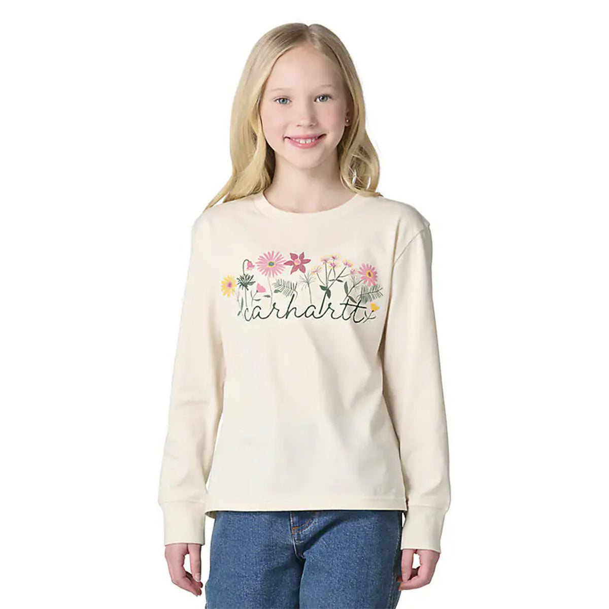 Image of the Carhartt Kids Girls' Long Sleeve Script T-Shirt.