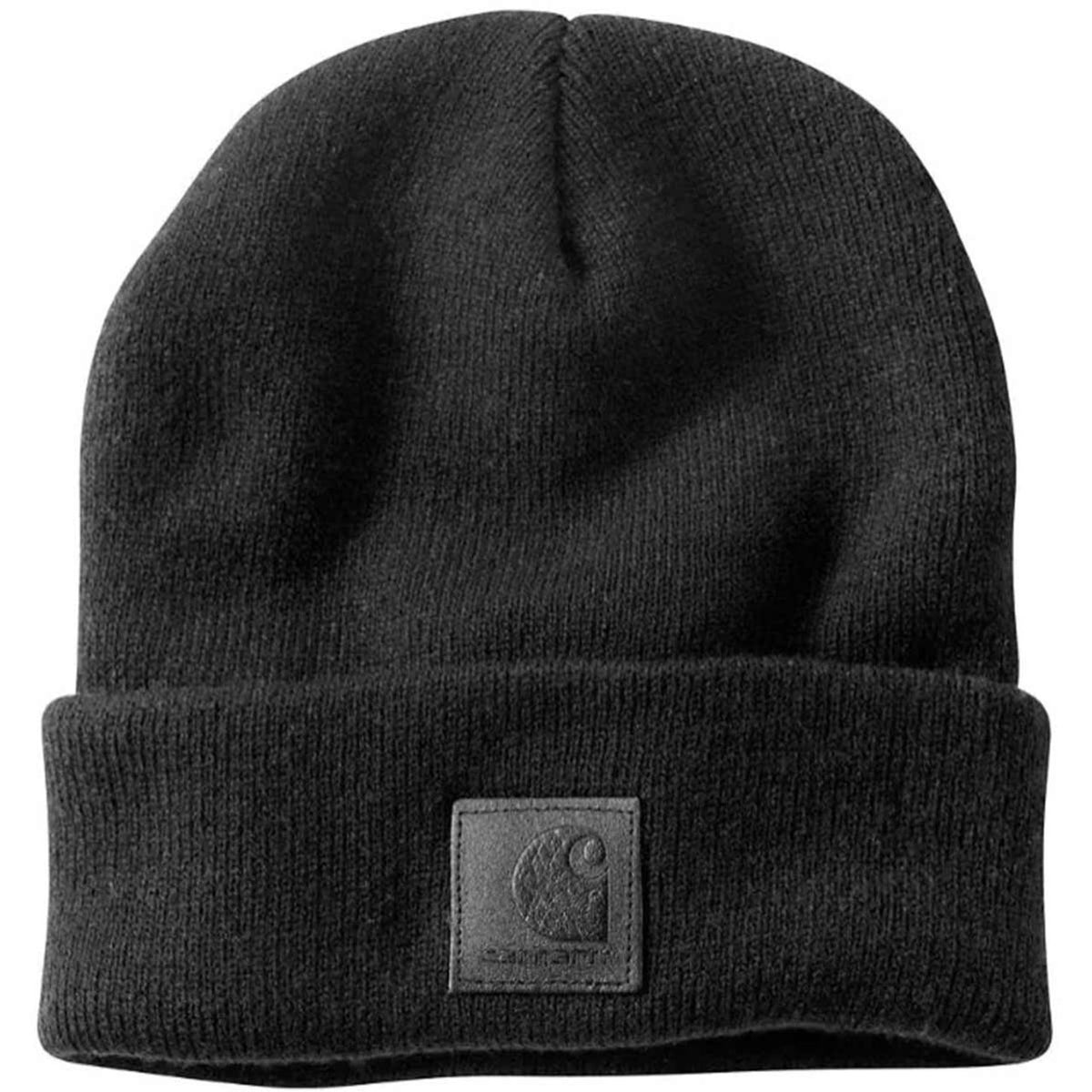 Product Image of the Carhartt Black Leatherette Watch Cap Beanie.