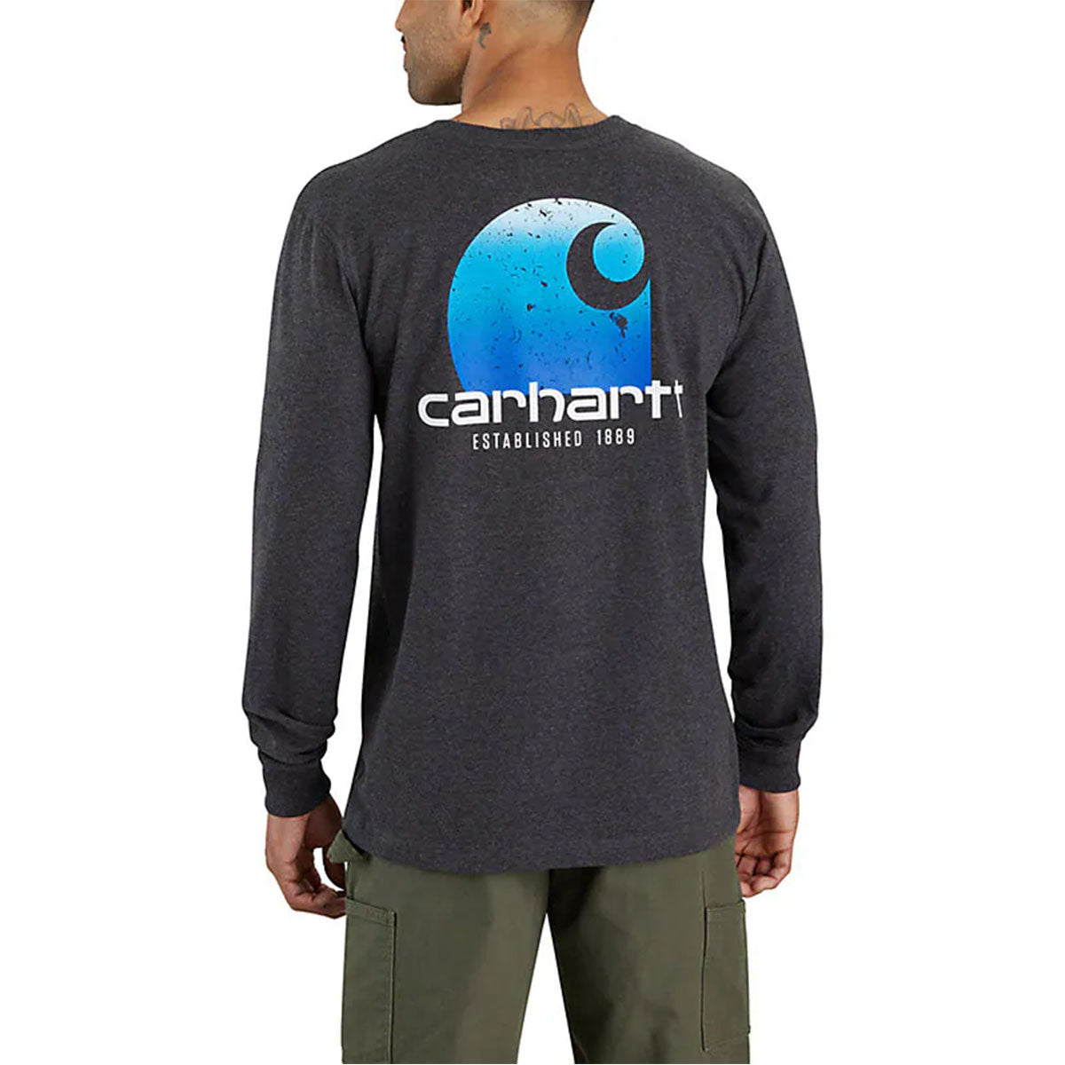 Carhartt Relaxed Fit Heavyweight Long Sleeve Pocket T-Shirt Back Image