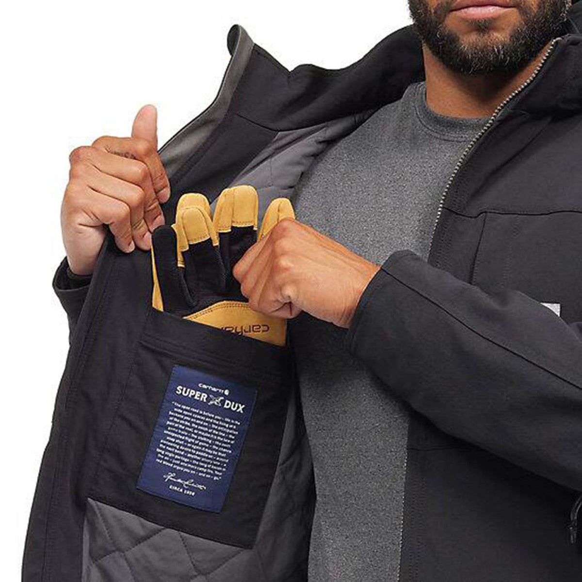 Carhartt Super Dux Full Swing Insulated Tech Jacket Inside Pocket Image in Black