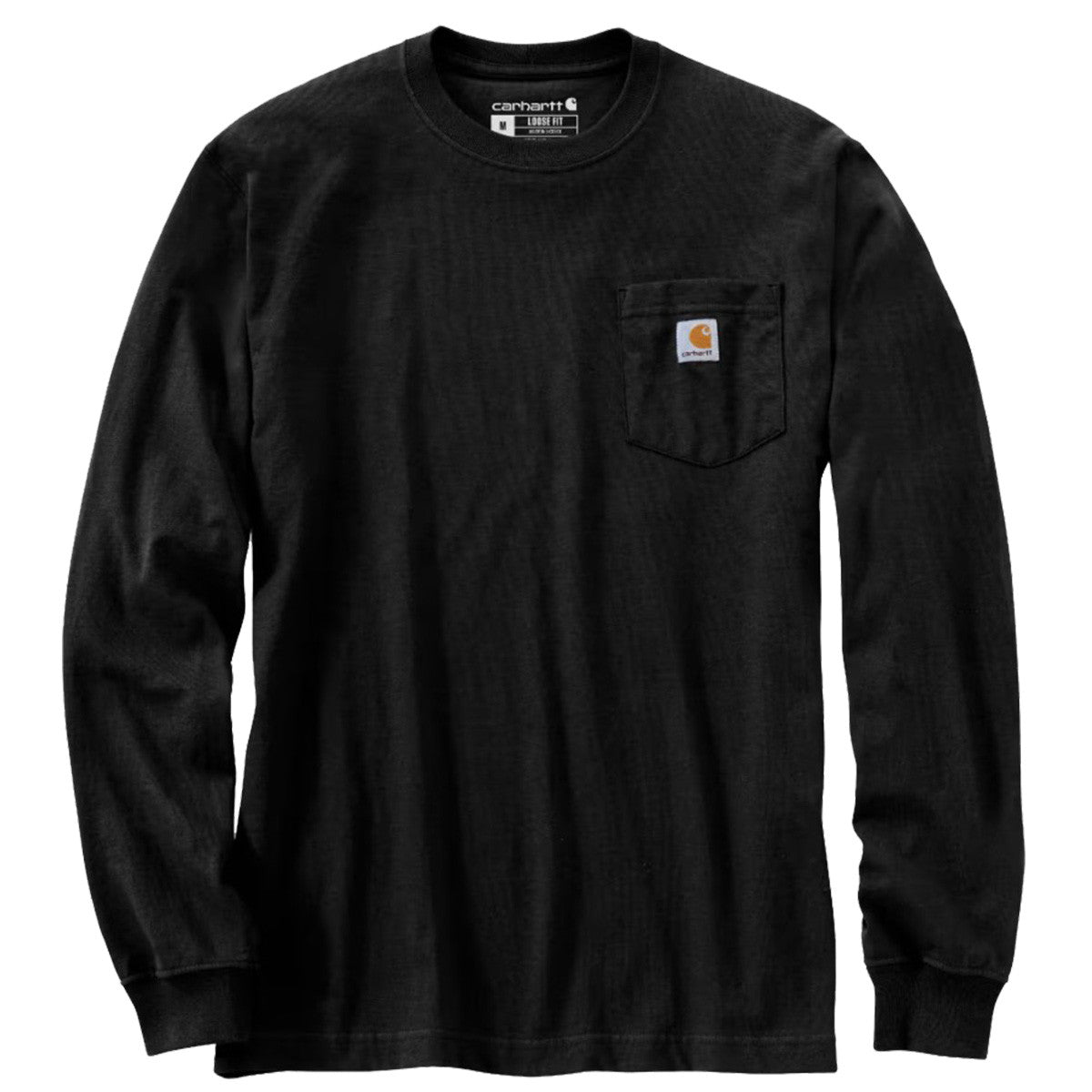 Carhartt Loose-Fit Duck Graphic Heavyweight Long-Sleeve Pocket T-Shirt - Black - Front
