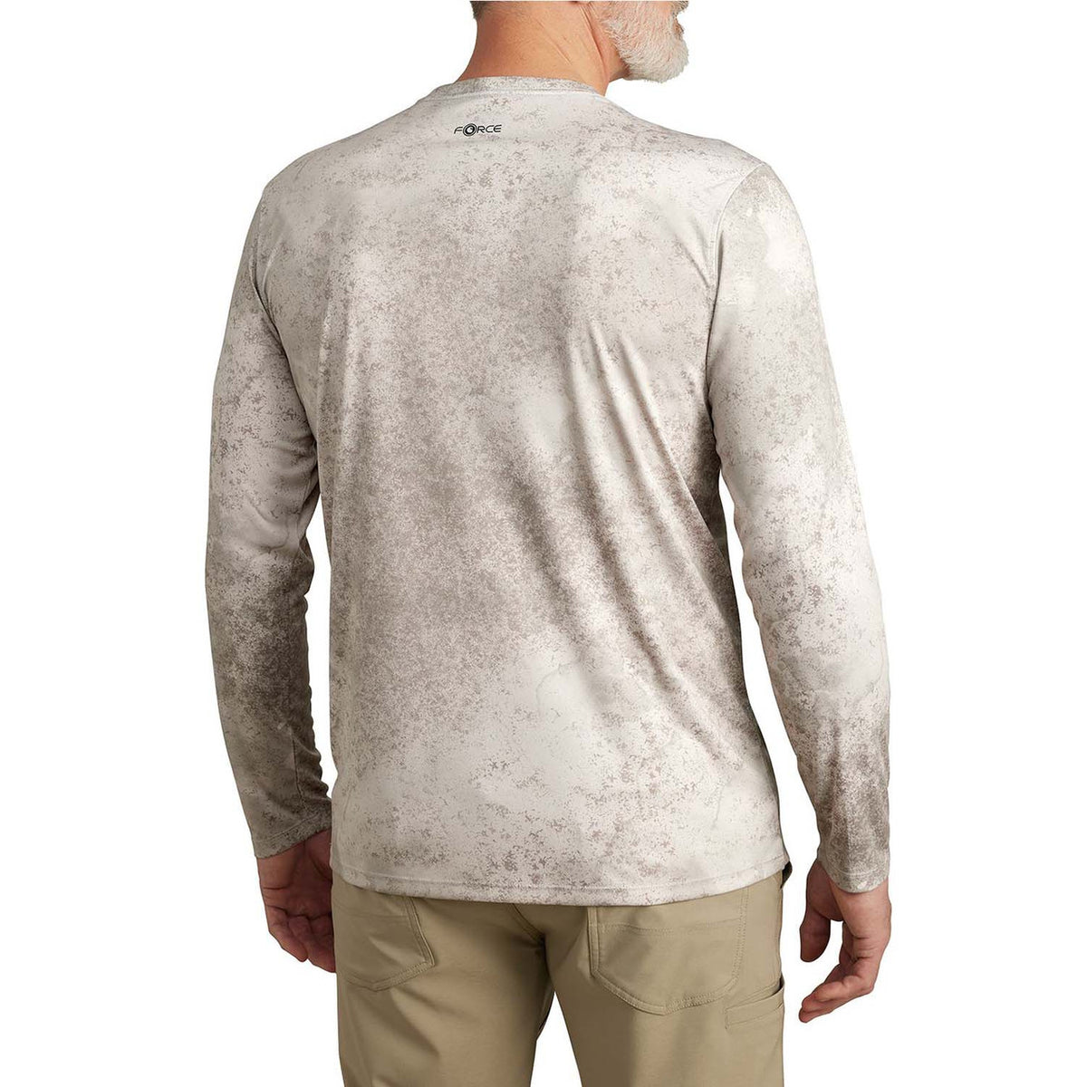 Carhartt Force Sun Defender Lightweight Long-Sleeve Print T-Shirt Back Image in Light Gray Watercolor Camo