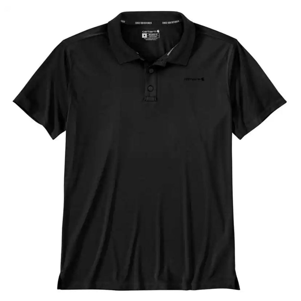 Carhartt Force Sun Defender Relaxed Fit Lightweight Polo Front Image in Black
