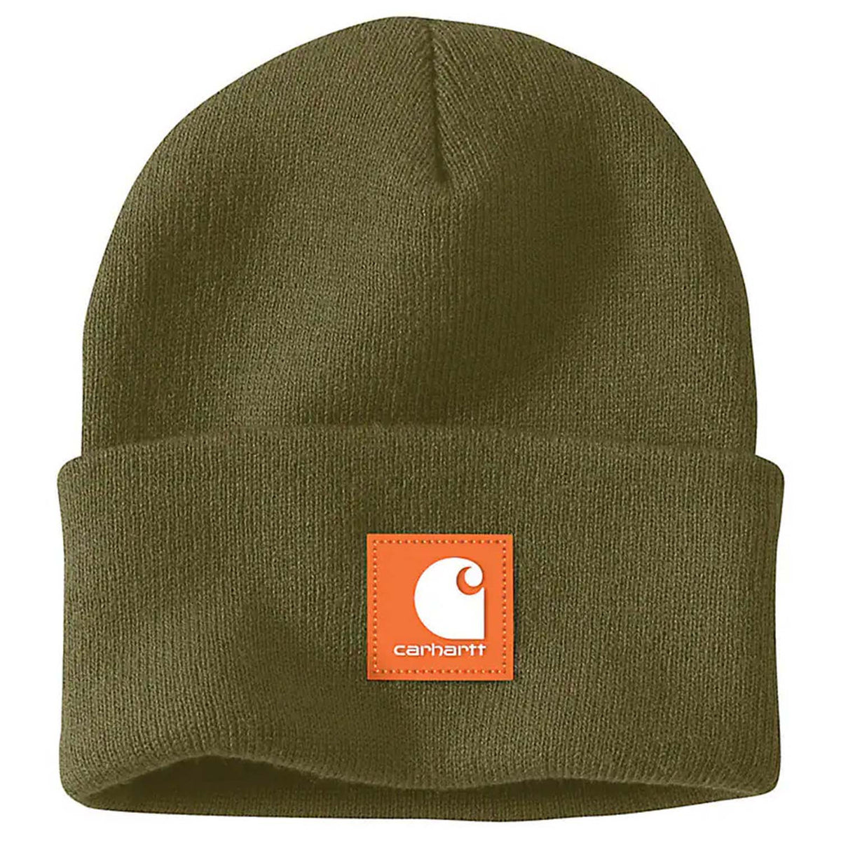 Carhartt Knit Rubber Patch Beanie image in Dark Bronzed Green