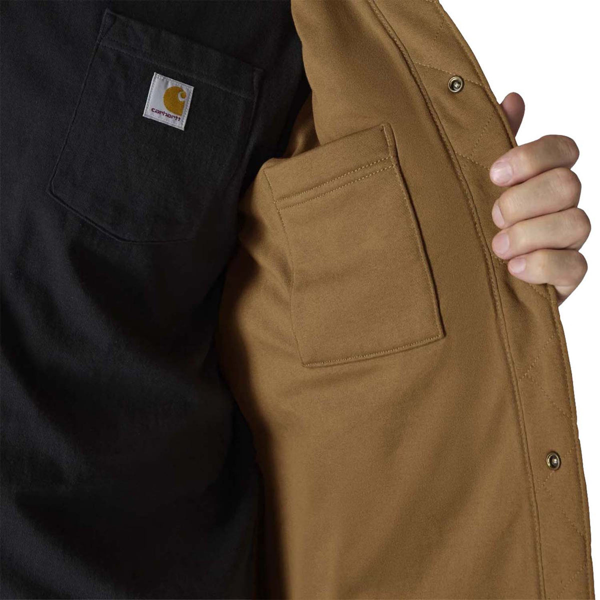 Carhartt Rain Defender Loose Fit Heavyweight Quilted Snap Front Shirt Jac Inside Pocket Image