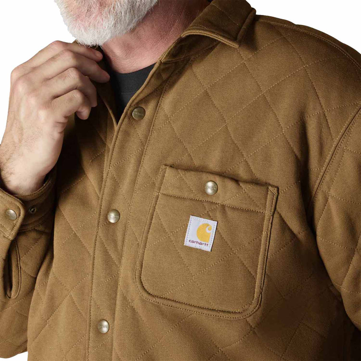 Carhartt Rain Defender Loose Fit Heavyweight Quilted Snap Front Shirt Jac Front Pocket Image
