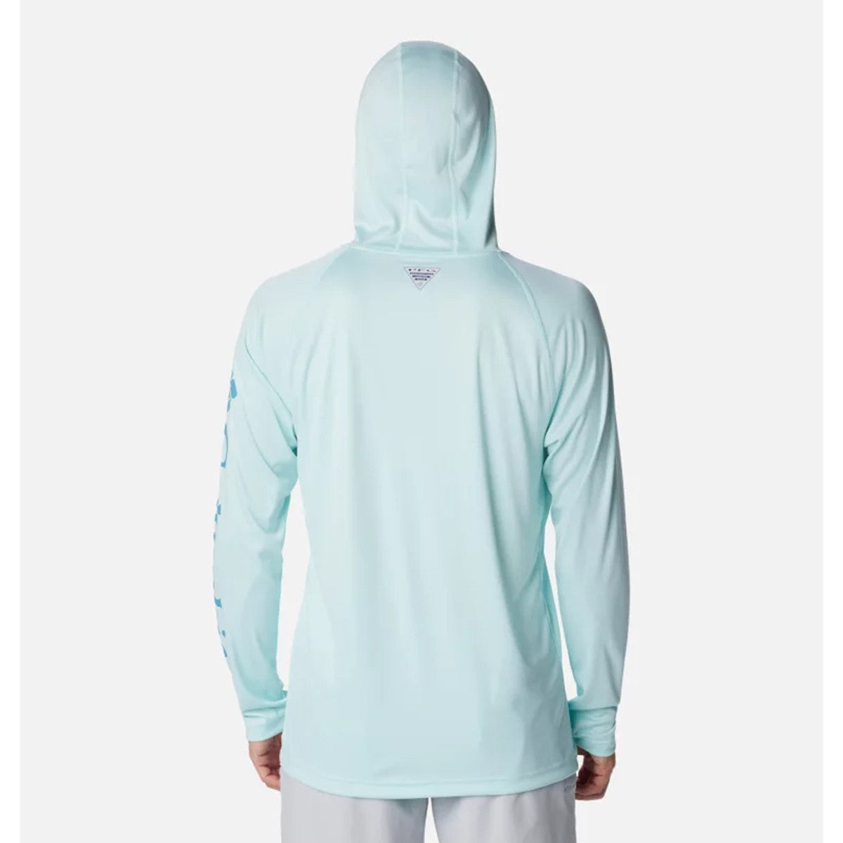 Columbia PFG Terminal Tackle Hoodie Back Image in Icy Morn-Canyon Blue