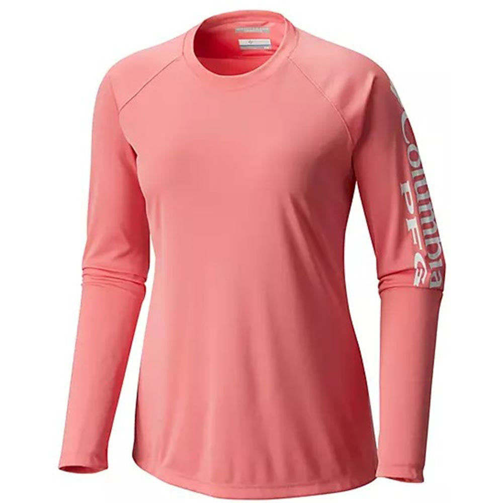 Image of the Columbia Women's Tidal Tee II Long Sleeve in Lollipop-White