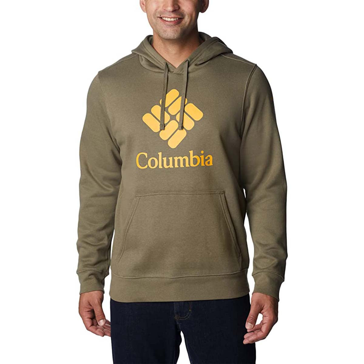 Columbia Trek Hoodie Image in Stone Green Stacked Logo