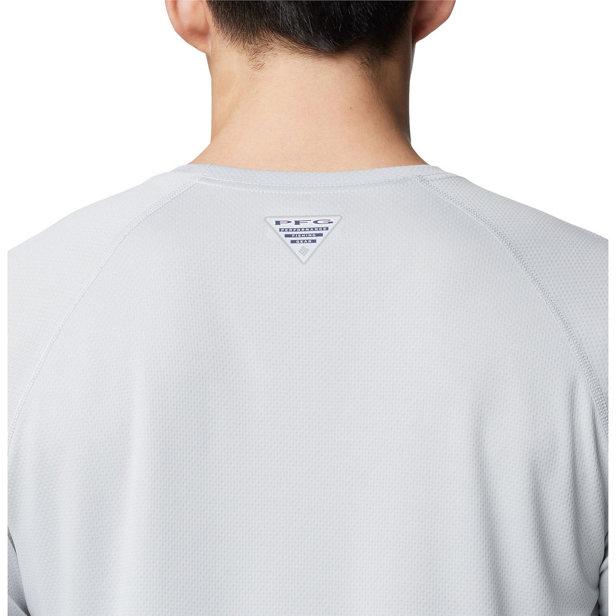 Columbia PFG Solar Stream Long-Sleeve Shirt Back Image in Cool Grey