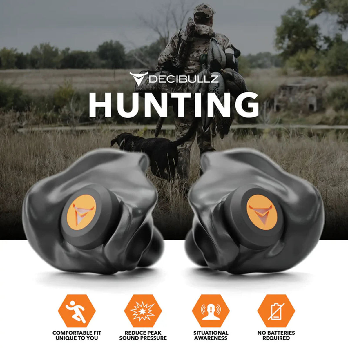 Decibullz Custom Molded Percussive Filter Earplugs Use Image