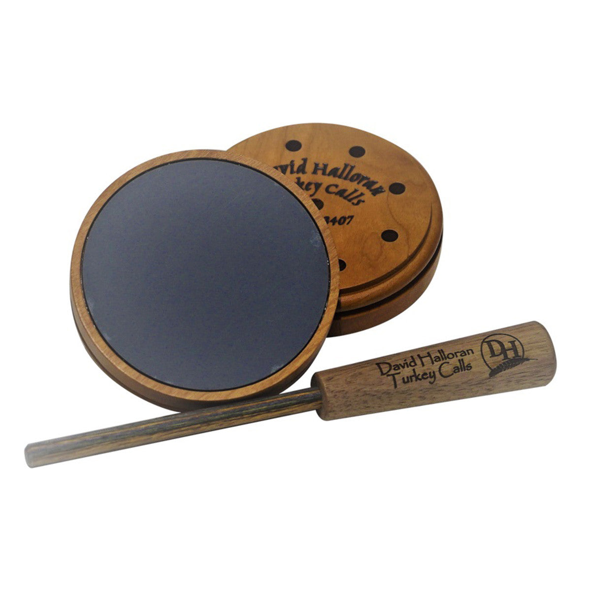 David Halloran Turkey Calls Cherry Slate over Glass Turkey Pot Call Image