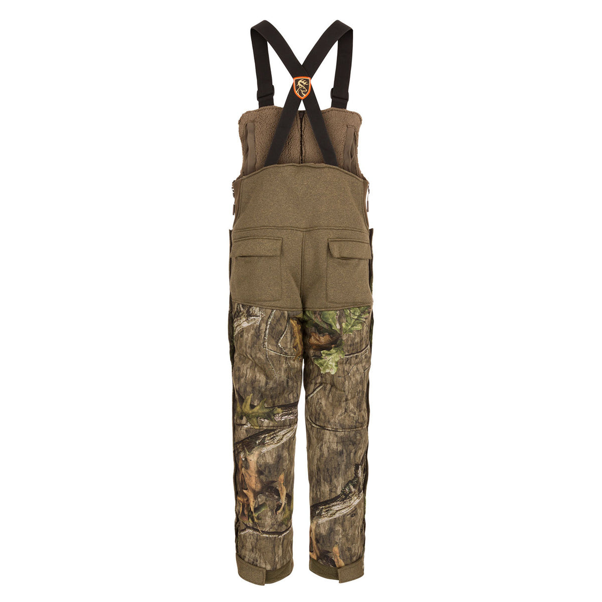 Drake Waterfowl Youth Silencer Bib Back Image in Mossy Oak Country Roots