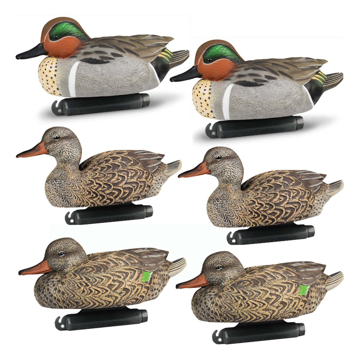 DOA Decoys Refuge Series Floating Green-Winged Teal Decoys, 6 Pack Image