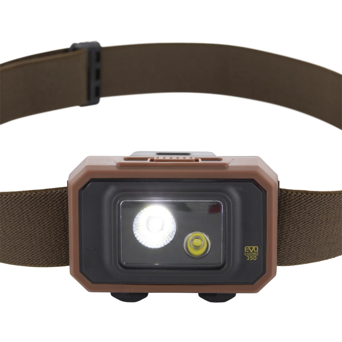 Light On Image of the Drake Waterfowl EVO350 Lumen Headlamp.