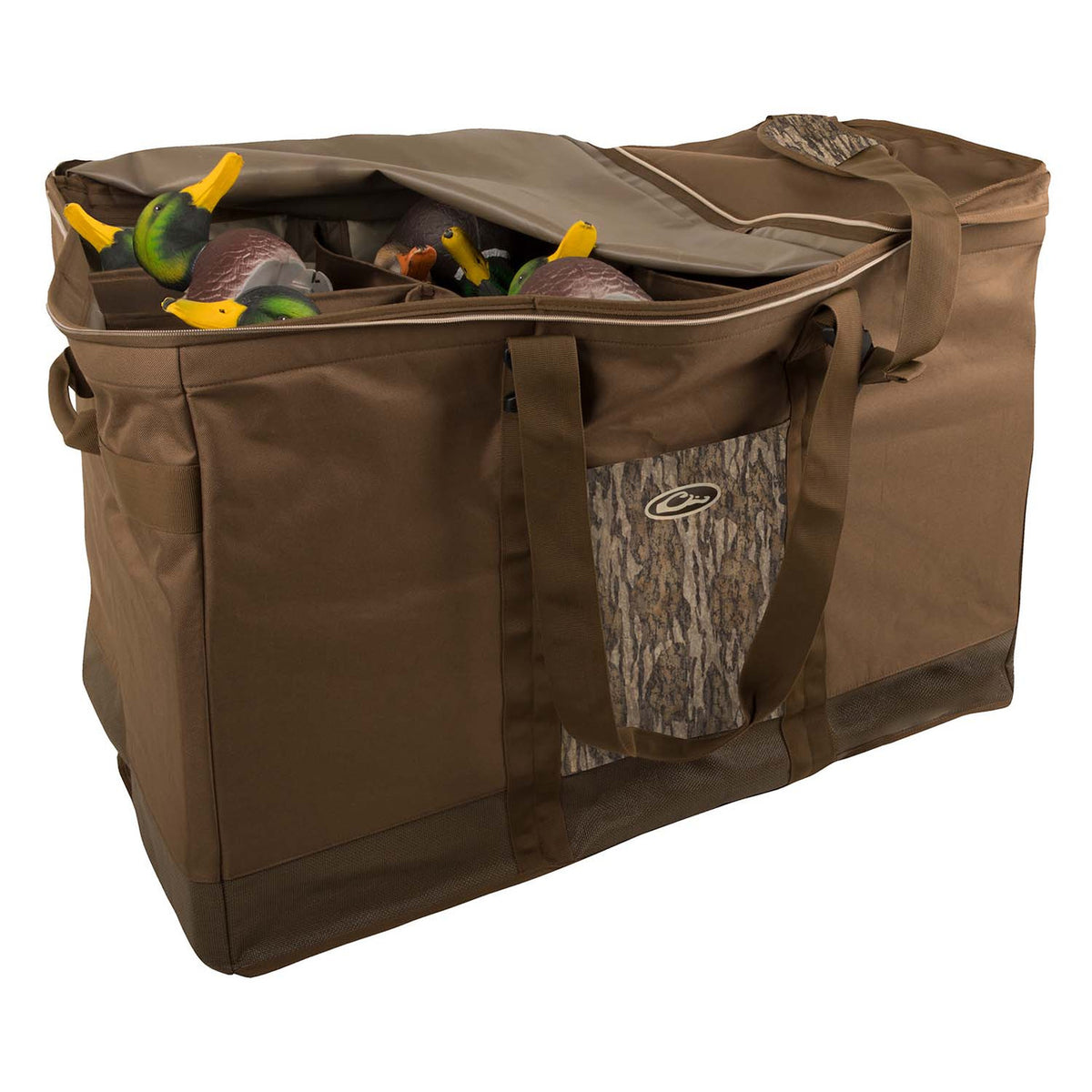 Drake Waterfowl 12 Slot Zip-Top Decoy Bag Image in Mossy Oak Bottomland